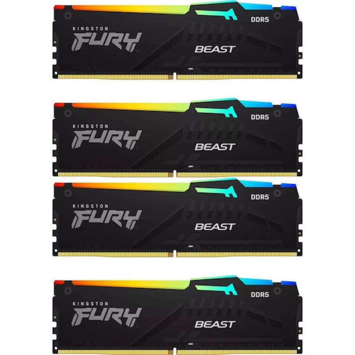 Kingston Fury Beast RGB DDR5 64GB RAM με 4x16GB Modules και Ταχύτητα 6000 για Desktop