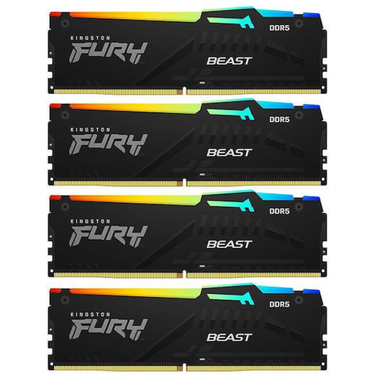 Kingston Fury Beast RGB DDR5 128GB RAM με 4x32GB Modules και Ταχύτητα 5600 για Desktop
