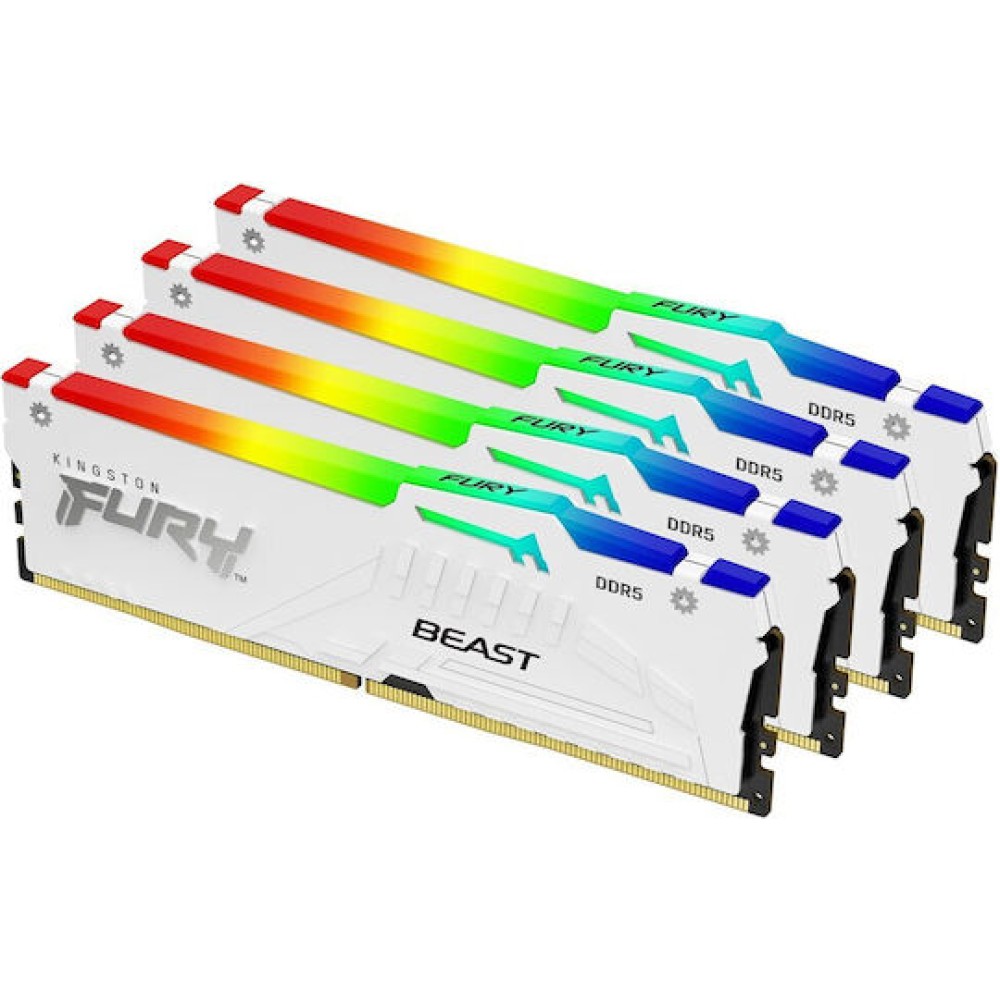 Kingston Fury Beast RGB DDR5 128GB RAM με 4x32GB Modules και Ταχύτητα 5600 για Desktop