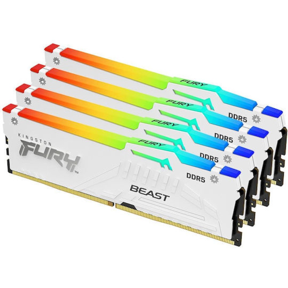 Kingston Fury Beast RGB DDR5 128GB RAM με 4x32GB Modules και Ταχύτητα 5600 για Desktop
