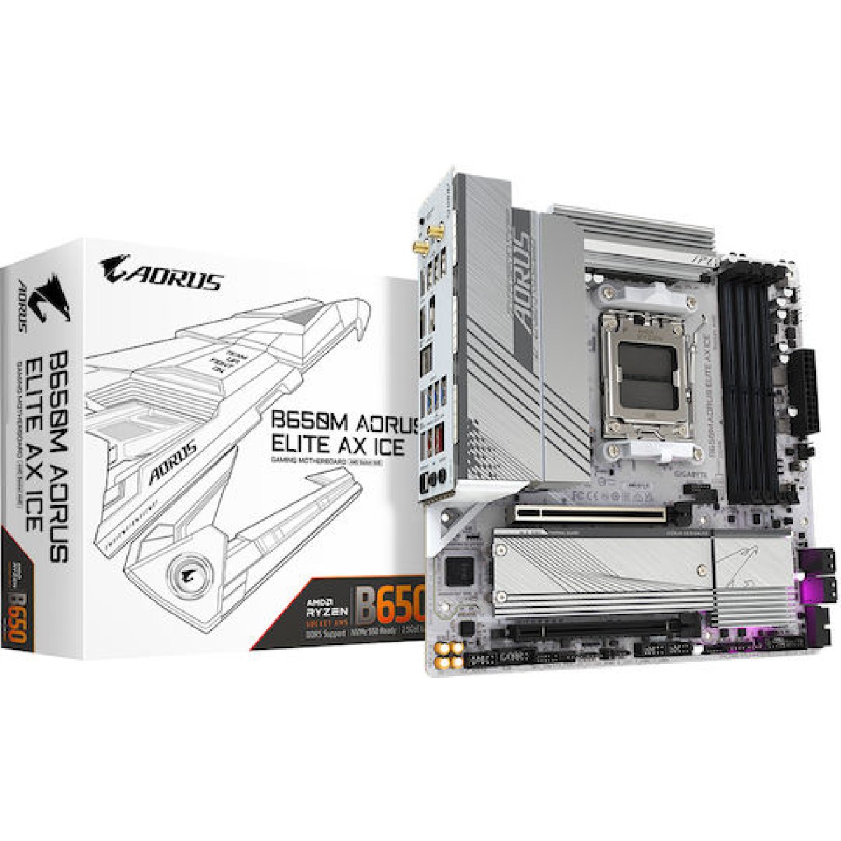 Gigabyte B650M Aorus Elite AX Ice Wi-Fi Motherboard Micro ATX με AMD AM5 Socket