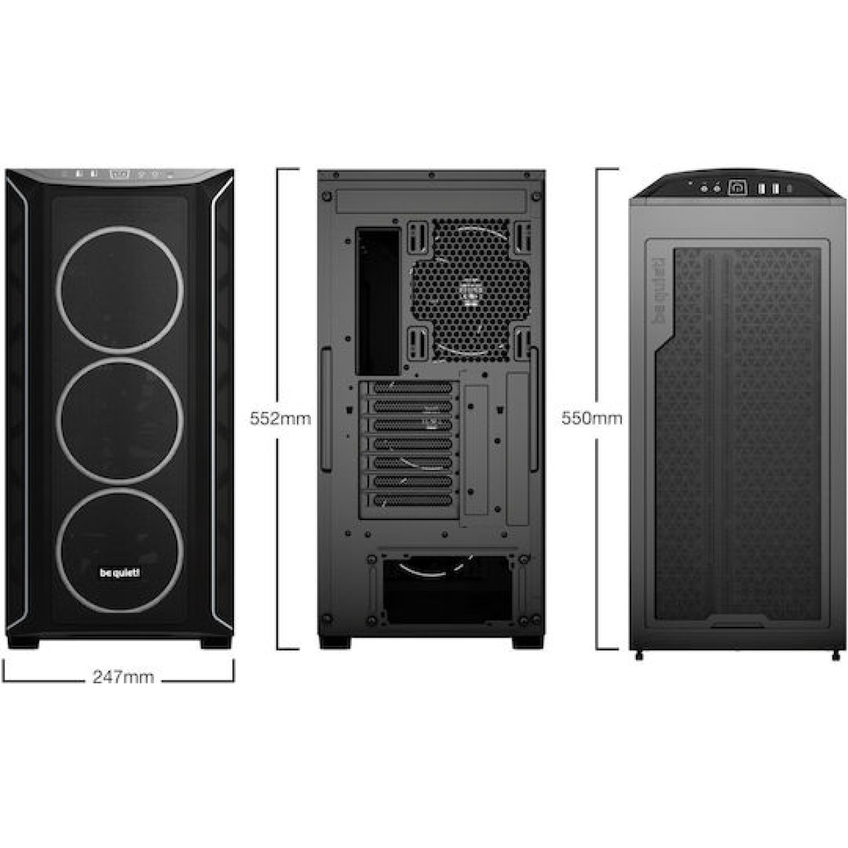 Be Quiet Shadow Base 800 FX Gaming Midi Tower Κουτί Υπολογιστή με Πλαϊνό Παράθυρο και RGB Φωτισμό Μαύρο