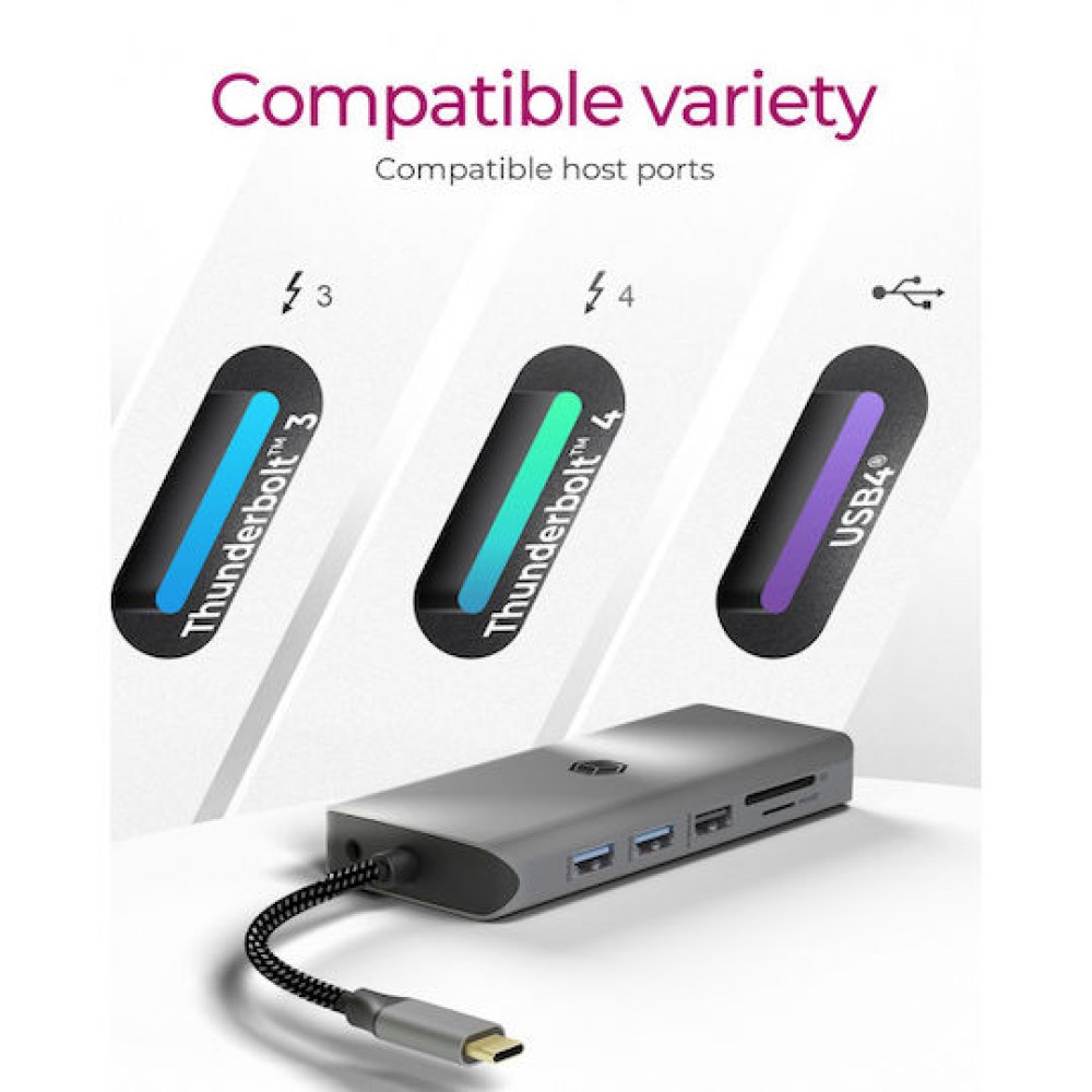 Icy Box IB-DK4061-CPD USB-C Docking Station με HDMI 4K PD Ethernet Γκρι