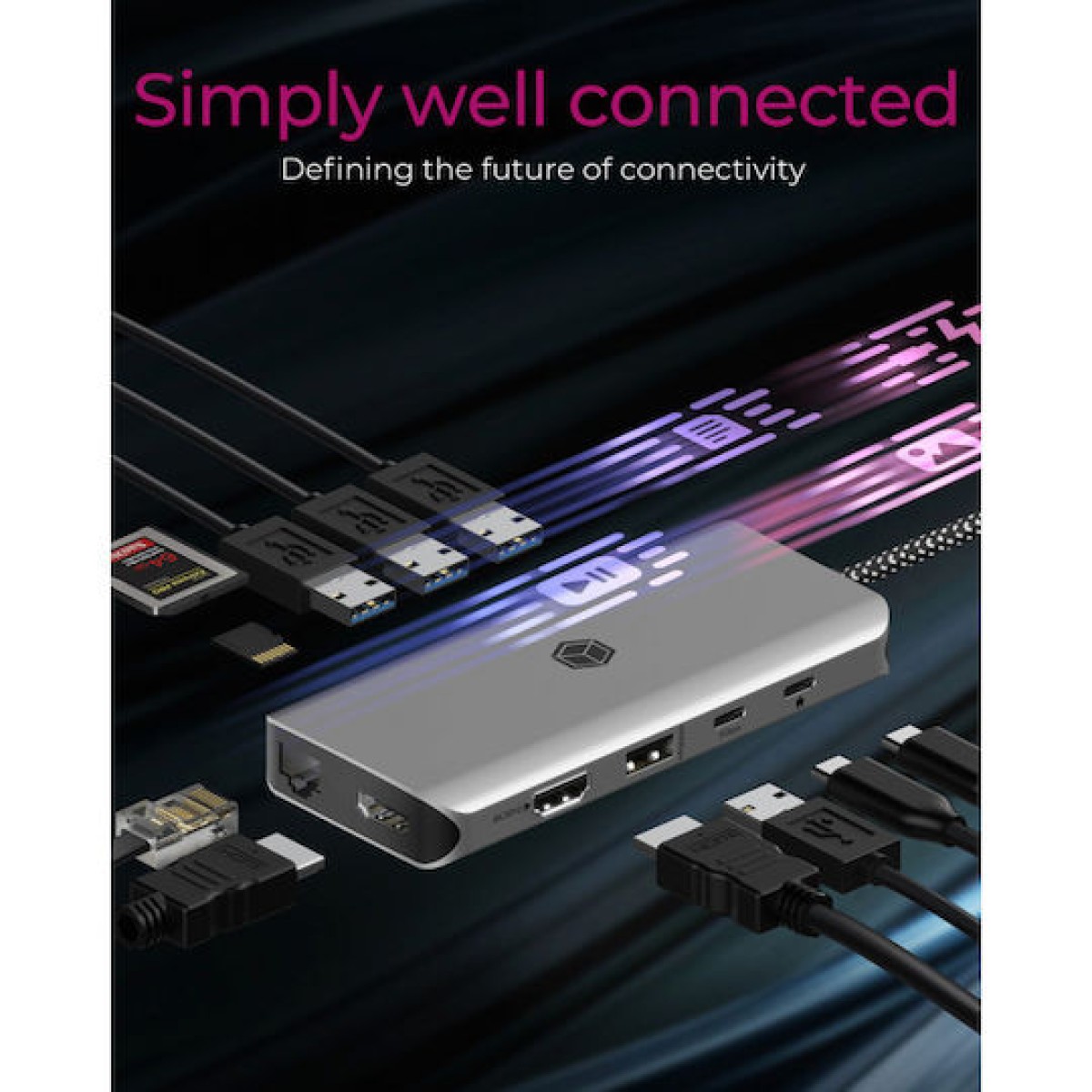 Icy Box IB-DK4061-CPD USB-C Docking Station με HDMI 4K PD Ethernet Γκρι