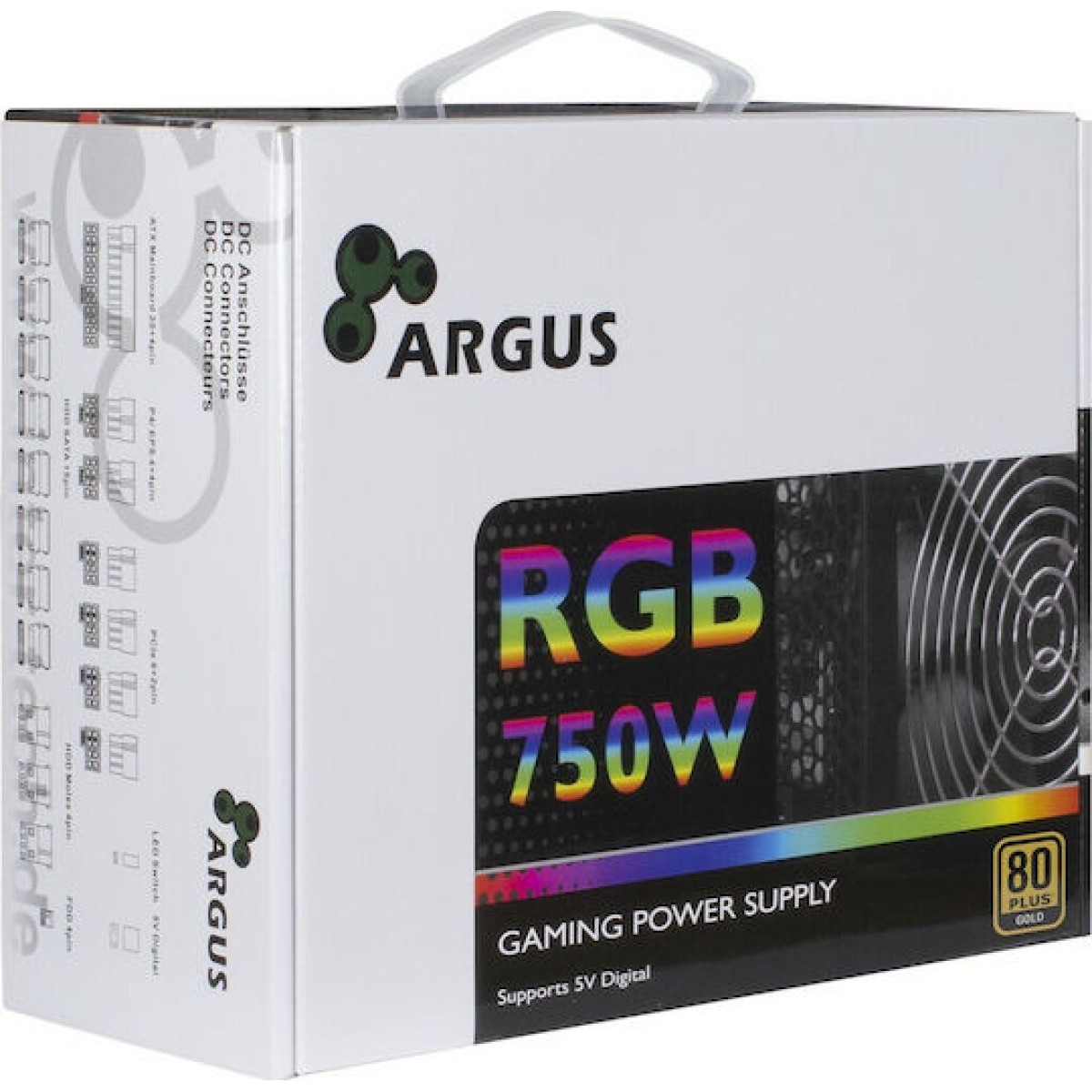 Inter-Tech Argus RGB-750W CM II 750W Μαύρο Τροφοδοτικό Υπολογιστή Semi Modular 80 Plus Gold