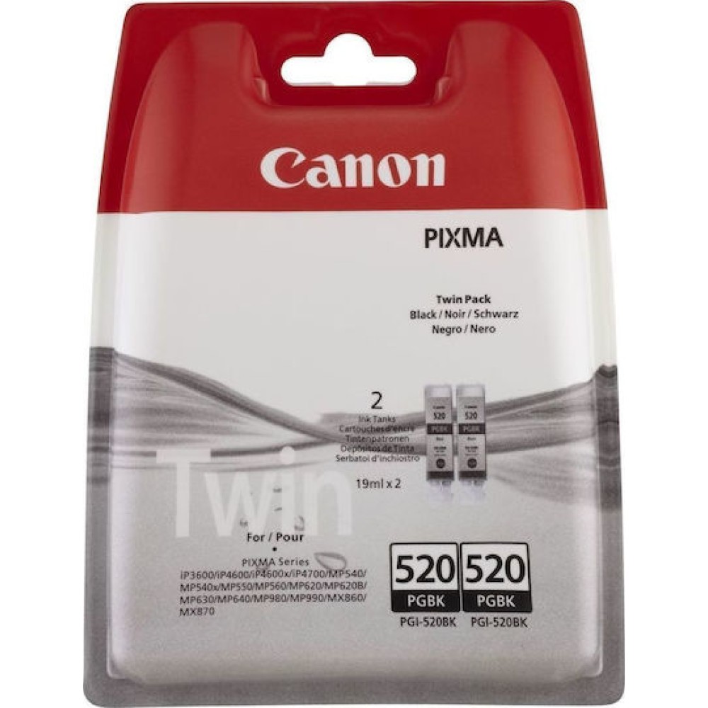 Canon PGI-520 Γνήσιο Πακέτο 2 Μελανιών Εκτυπωτή InkJet Μαύρο (2932B012)