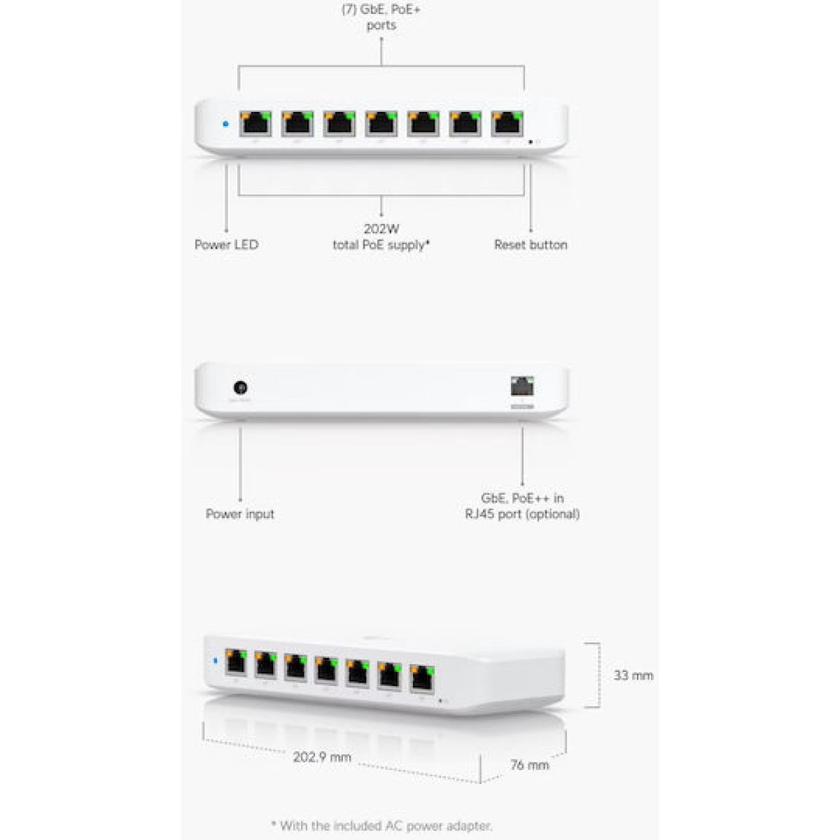 Ubiquiti Switch Ultra 210W Unmanaged L2 PoE Switch με 8 Θύρες Gigabit (1Gbps) Ethernet