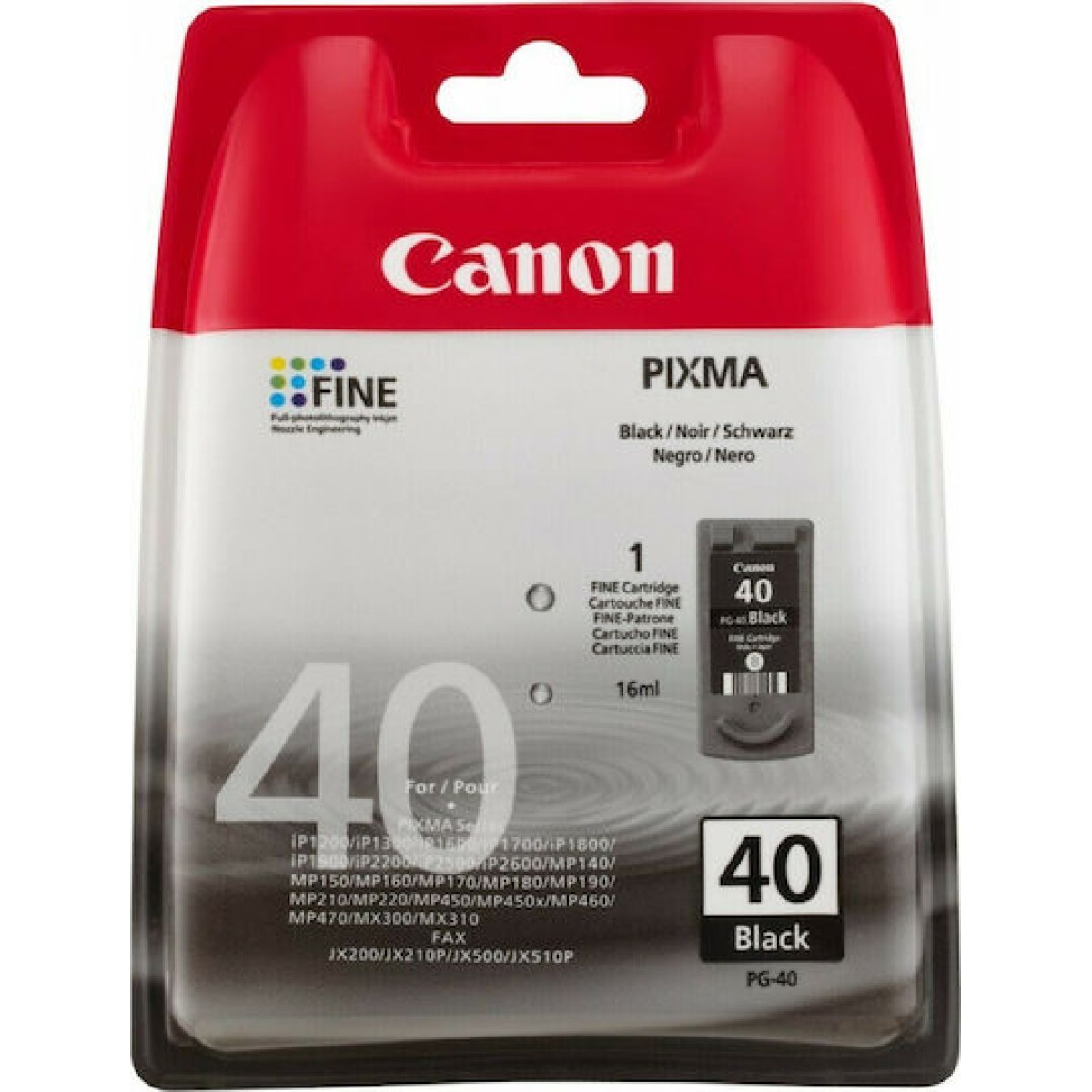 Canon PG-40 Γνήσιο Μελάνι Εκτυπωτή InkJet Μαύρο (0615B001)
