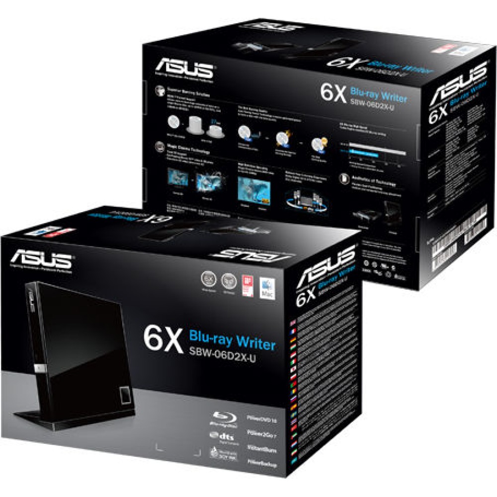 Asus SBW-06D2X-U Εξωτερικός Οδηγός Εγγραφής/Ανάγνωσης Blu-Ray/DVD/CD για Desktop / Laptop Μαύρο