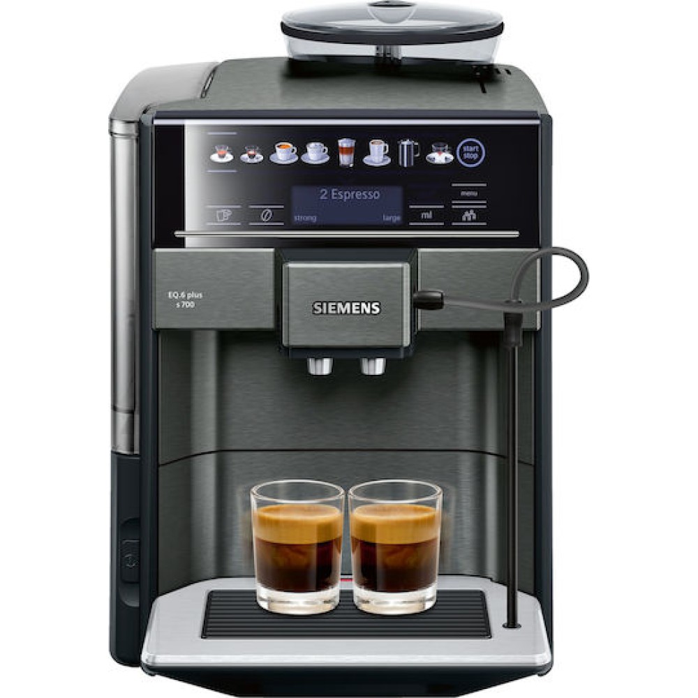 Siemens Eq.6 Plus S700 Αυτόματη Μηχανή Espresso 1500W Πίεσης 19bar για Cappuccino με Μύλο Άλεσης Dark Inox