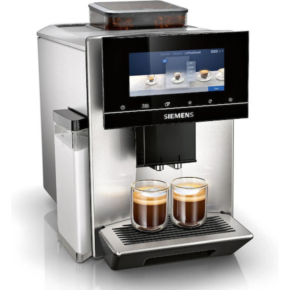 Siemens Eq.900 Αυτόματη Μηχανή Espresso 1500W Πίεσης 19bar για Cappuccino με Μύλο Άλεσης Ασημί
