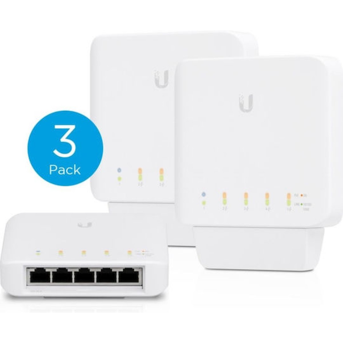Ubiquiti UniFi USW-Flex (3-Pack) Managed L2 PoE Switch με 5 Θύρες Gigabit (1Gbps) Ethernet