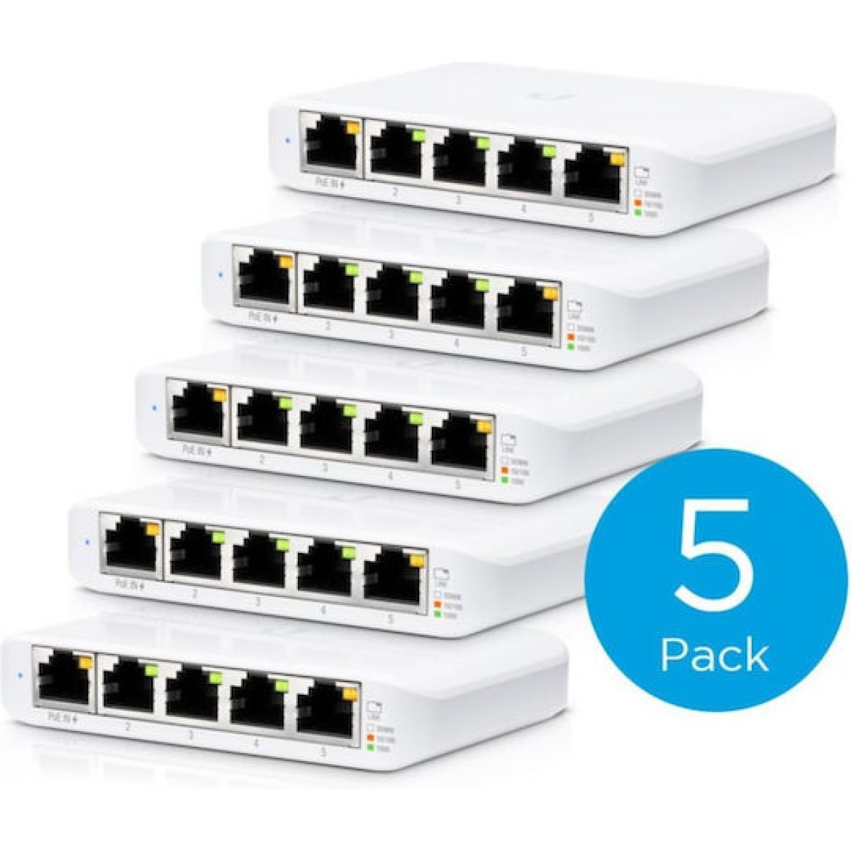 Ubiquiti USW Flex Mini (5-Pack) Unmanaged L2 PoE+ Switch με 5 Θύρες Gigabit (1Gbps) Ethernet