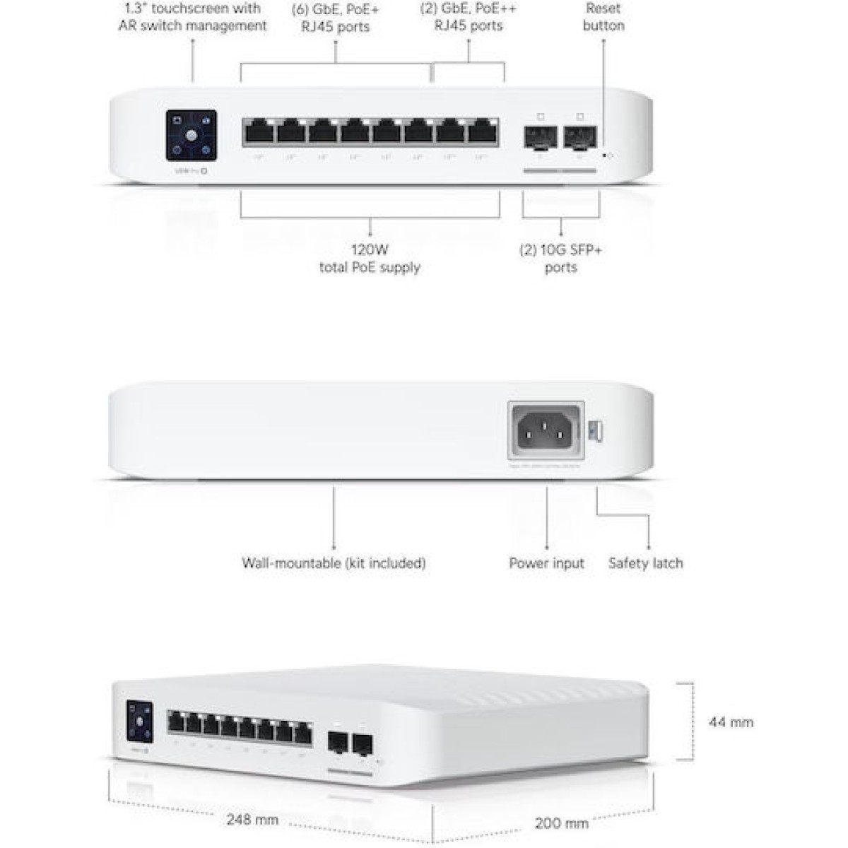 Ubiquiti Unifi Managed L2 PoE Switch με 8 Θύρες Gigabit (1Gbps) Ethernet και 8 SFP Θύρες