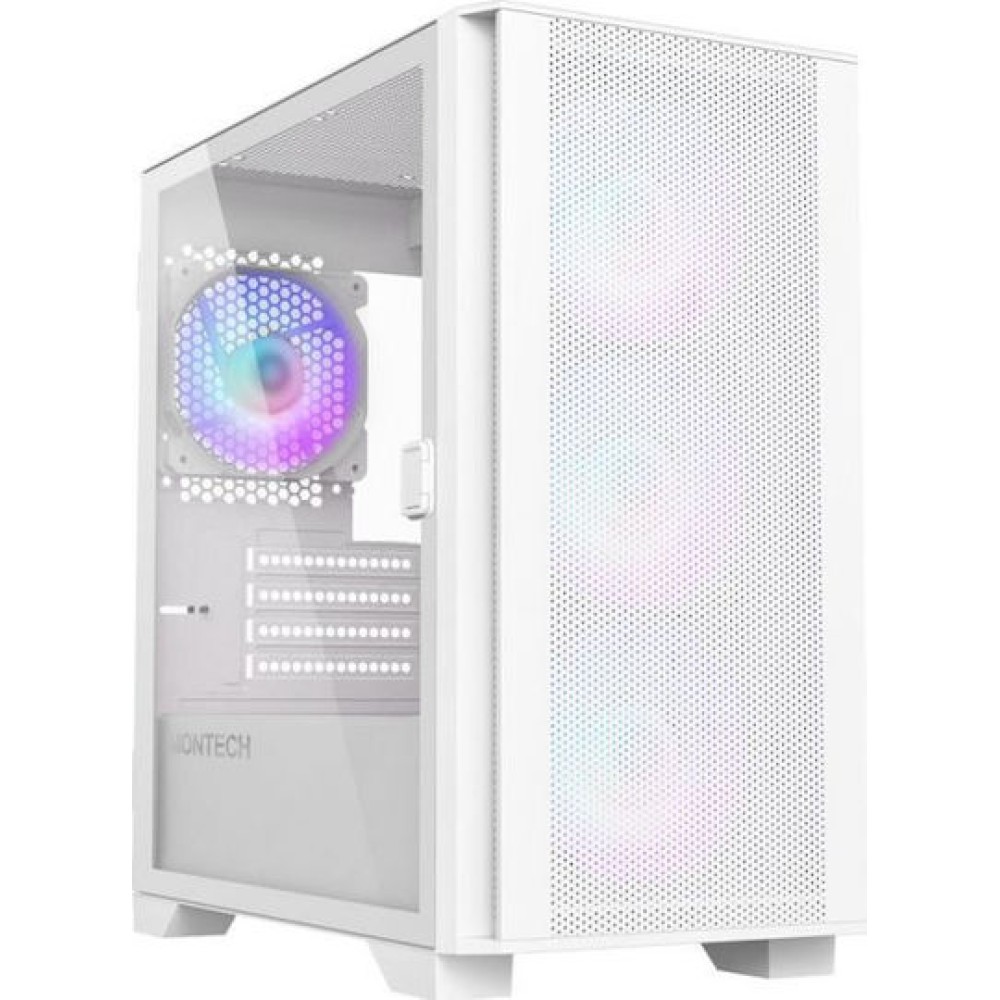Montech AIR 100 ARGB Gaming Mini Tower Κουτί Υπολογιστή με Πλαϊνό Παράθυρο Λευκό
