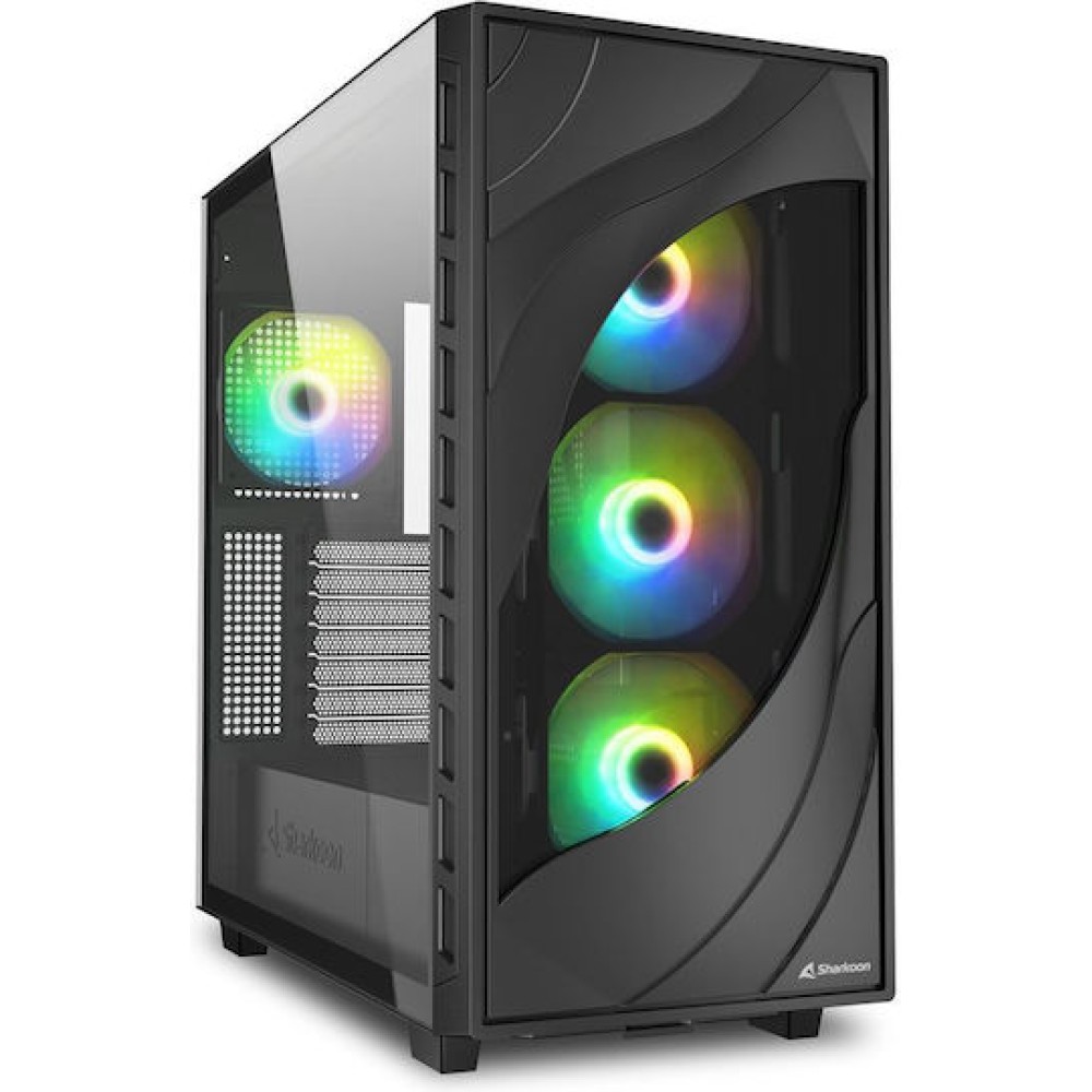 Sharkoon Rebel C80G RGB Gaming Midi Tower Κουτί Υπολογιστή με Πλαϊνό Παράθυρο Μαύρο