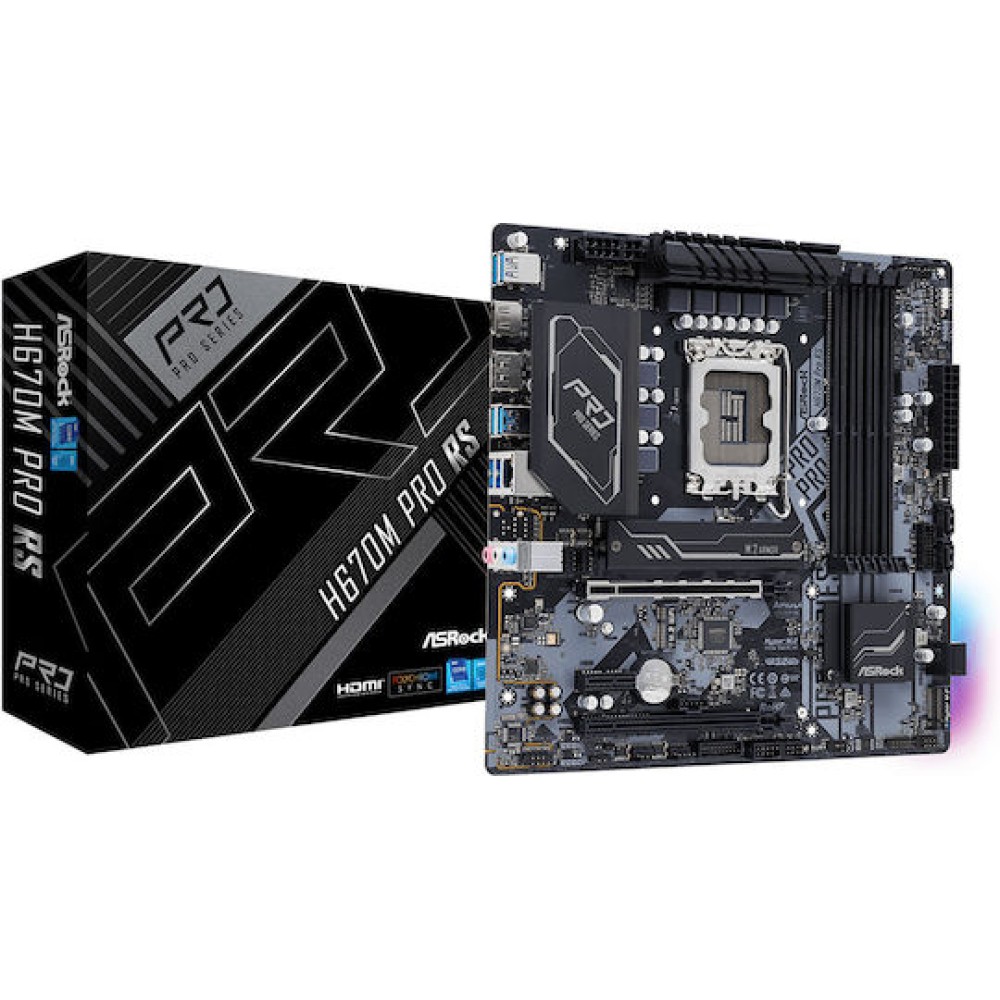 ASRock H670M Pro RS Motherboard Micro ATX με Intel 1700 Socket 90-MXBHK0-A0UAYZ