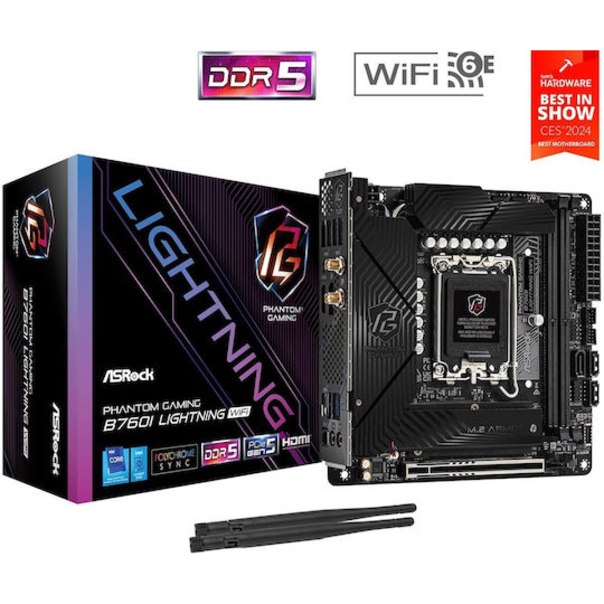 ASRock B760I Lightning WiFi Motherboard Micro ATX με Intel 1700 Socket 90-MXBNN0-A0UAYZ