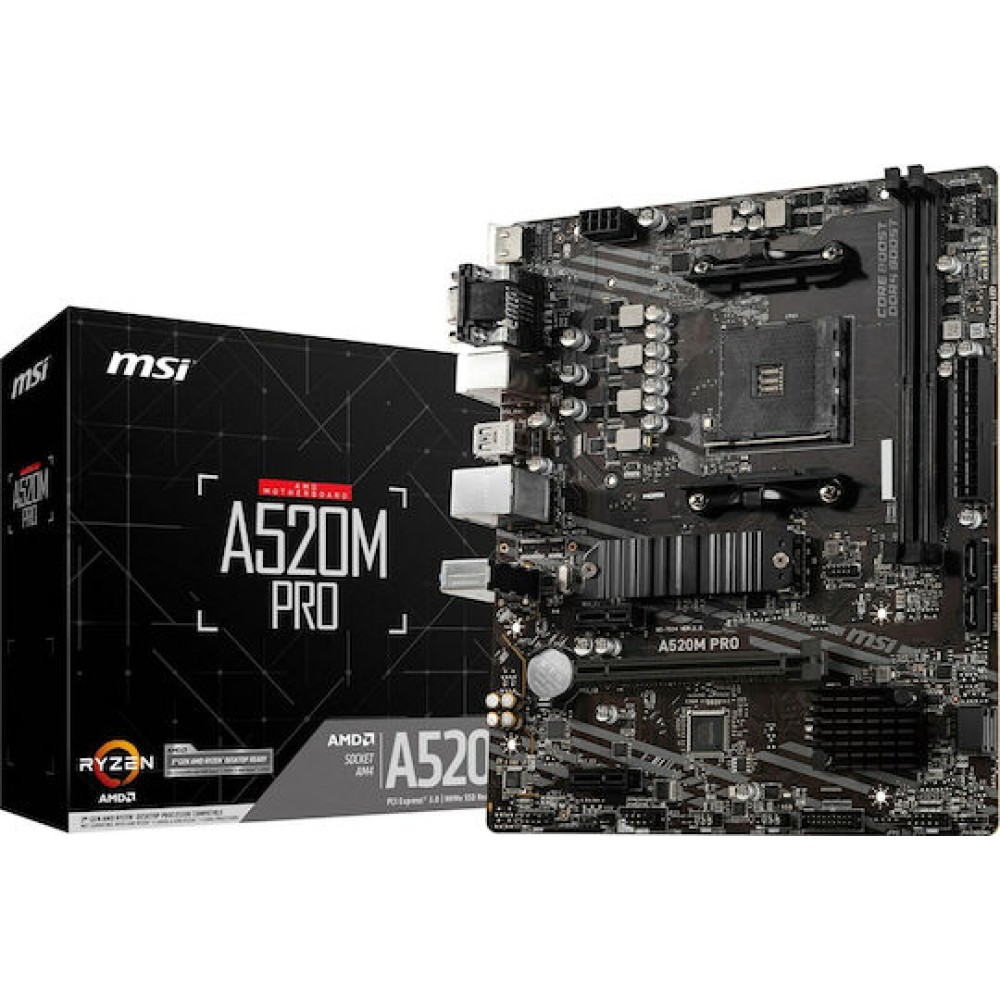 MSI A520M Pro Motherboard Micro ATX με AMD AM4 Socket 7D14-005R