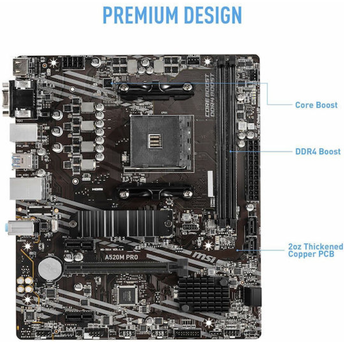 MSI A520M Pro Motherboard Micro ATX με AMD AM4 Socket 7D14-005R