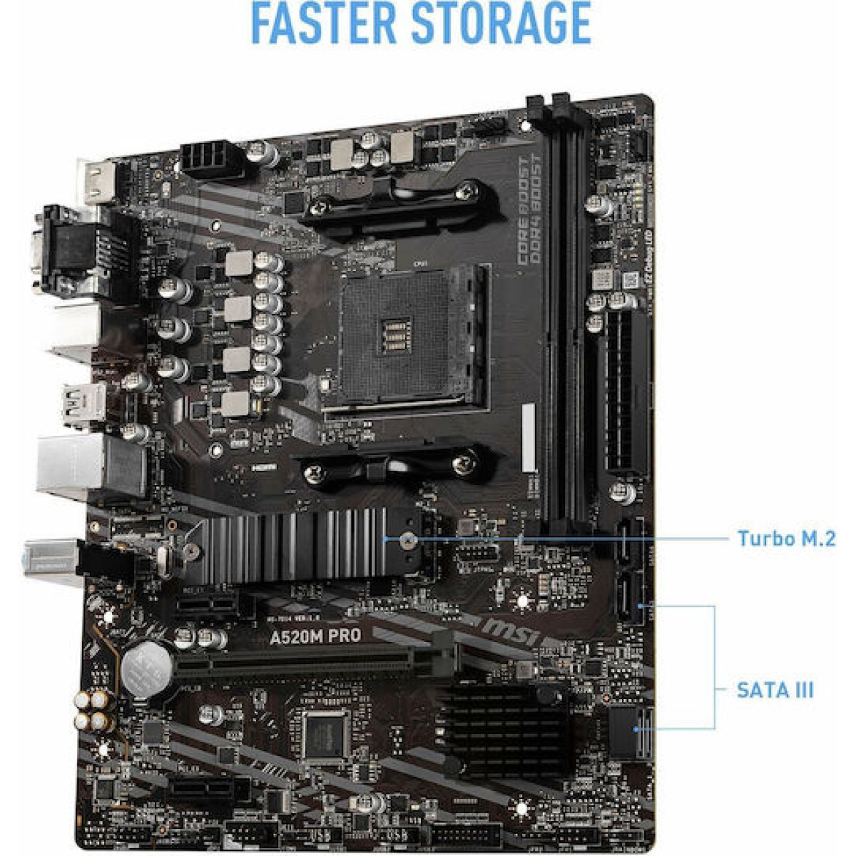 MSI A520M Pro Motherboard Micro ATX με AMD AM4 Socket 7D14-005R