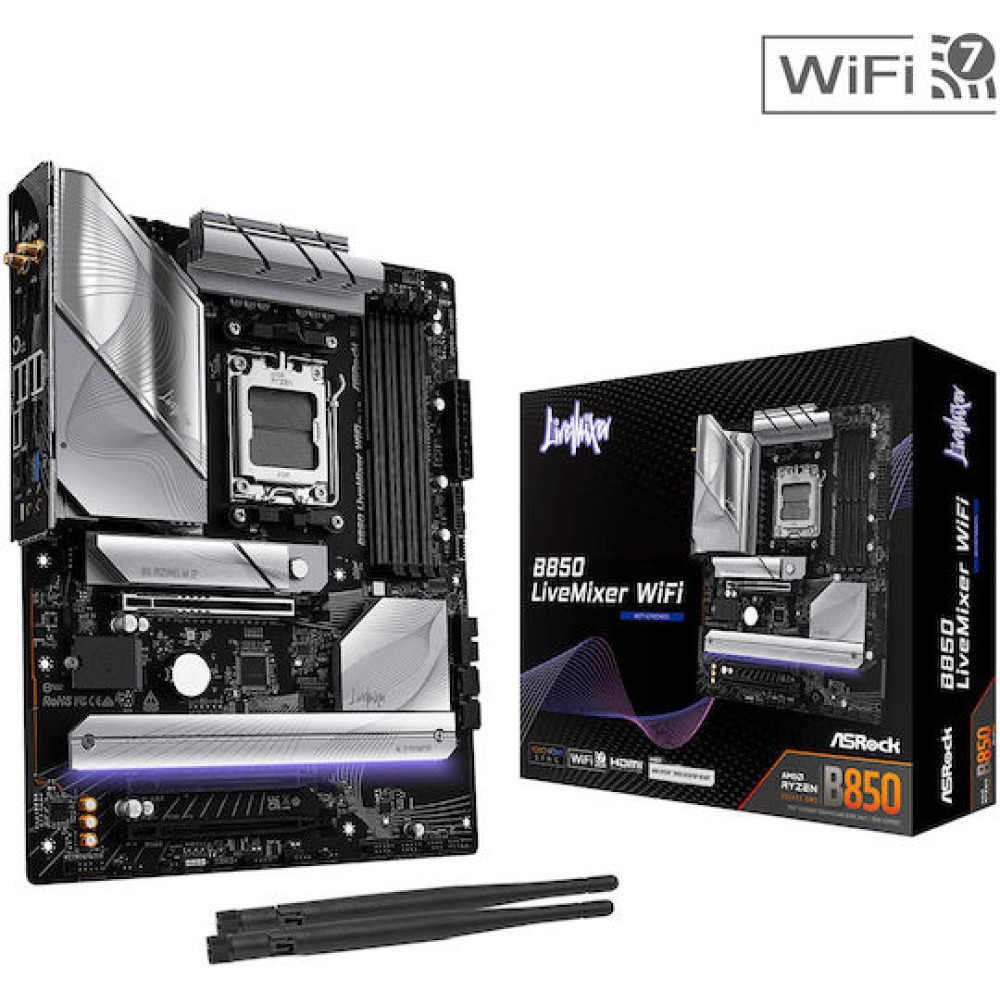ASRock B850 LiveMixer WiFi Motherboard ATX με AMD AM5 Socket 90-MXBQU0-A0UAYZ