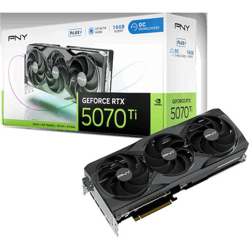 PNY GeForce RTX 5070 Ti 16GB GDDR7 Overclocked Triple Fan Plus Κάρτα Γραφικών