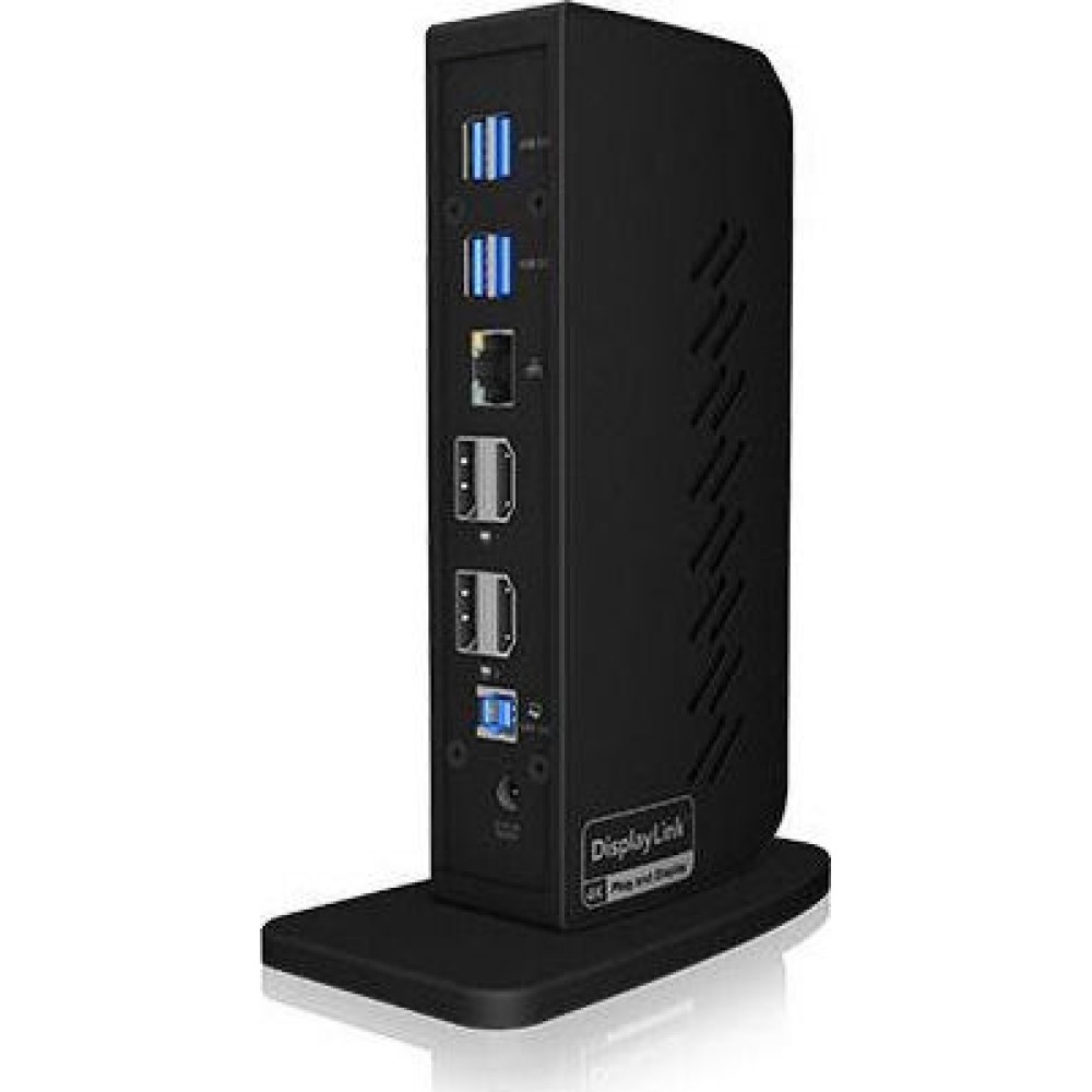 Icy Box USB-C / USB-A Docking Station με HDMI/DisplayPort 4K PD Ethernet και σύνδεση 2 Οθονών Μαύρο (IB-DK2252AC)
