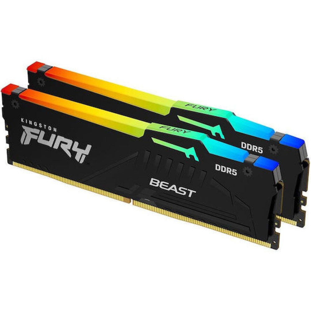 Kingston Fury Beast RGB DDR5 16GB RAM με 2x8GB Modules και Ταχύτητα 6000 για Desktop
