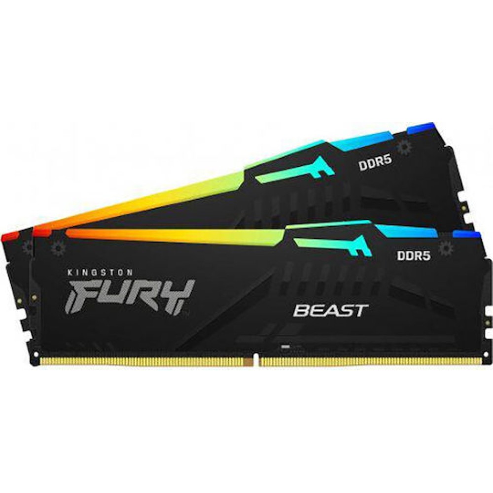 Kingston FURY Beast RGB DDR5 32GB RAM με 2x16GB Modules και Ταχύτητα 6400 για Desktop