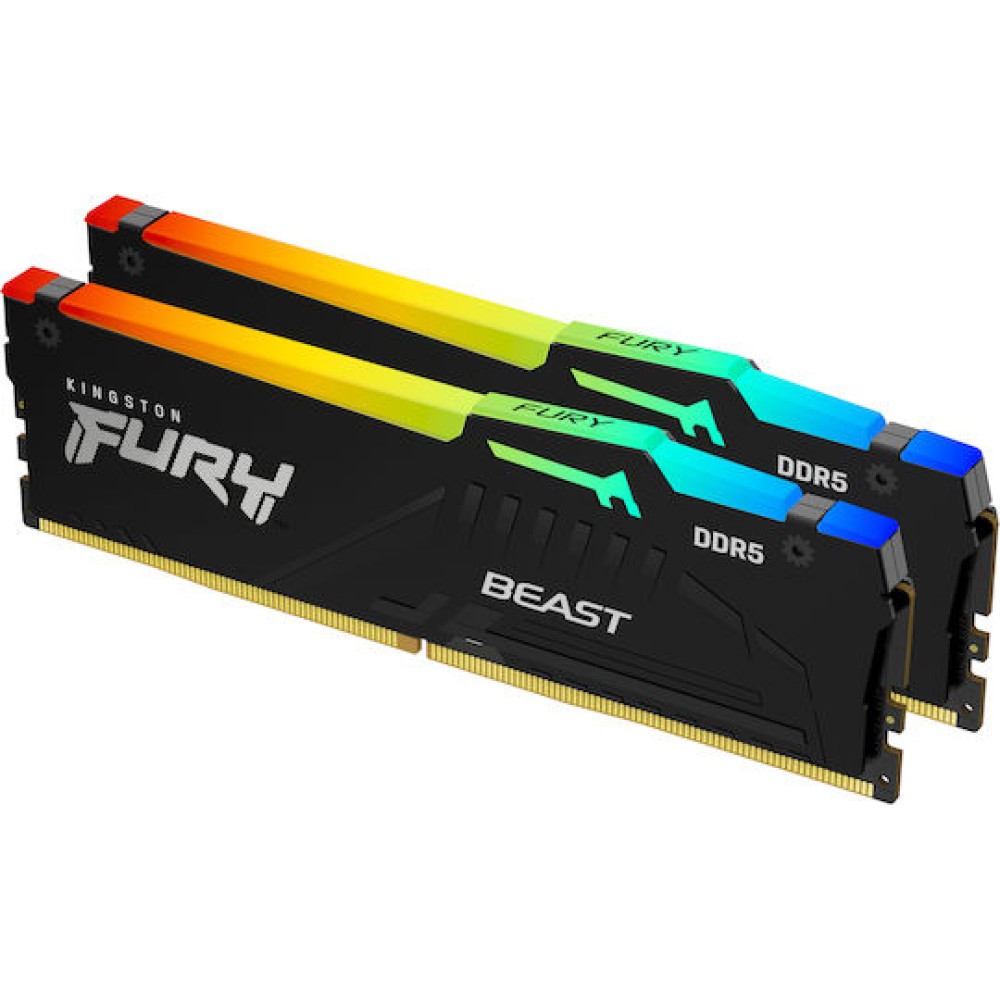 Kingston FURY Beast RGB DDR5 32GB RAM με 2x16GB Modules και Ταχύτητα 6400 για Desktop