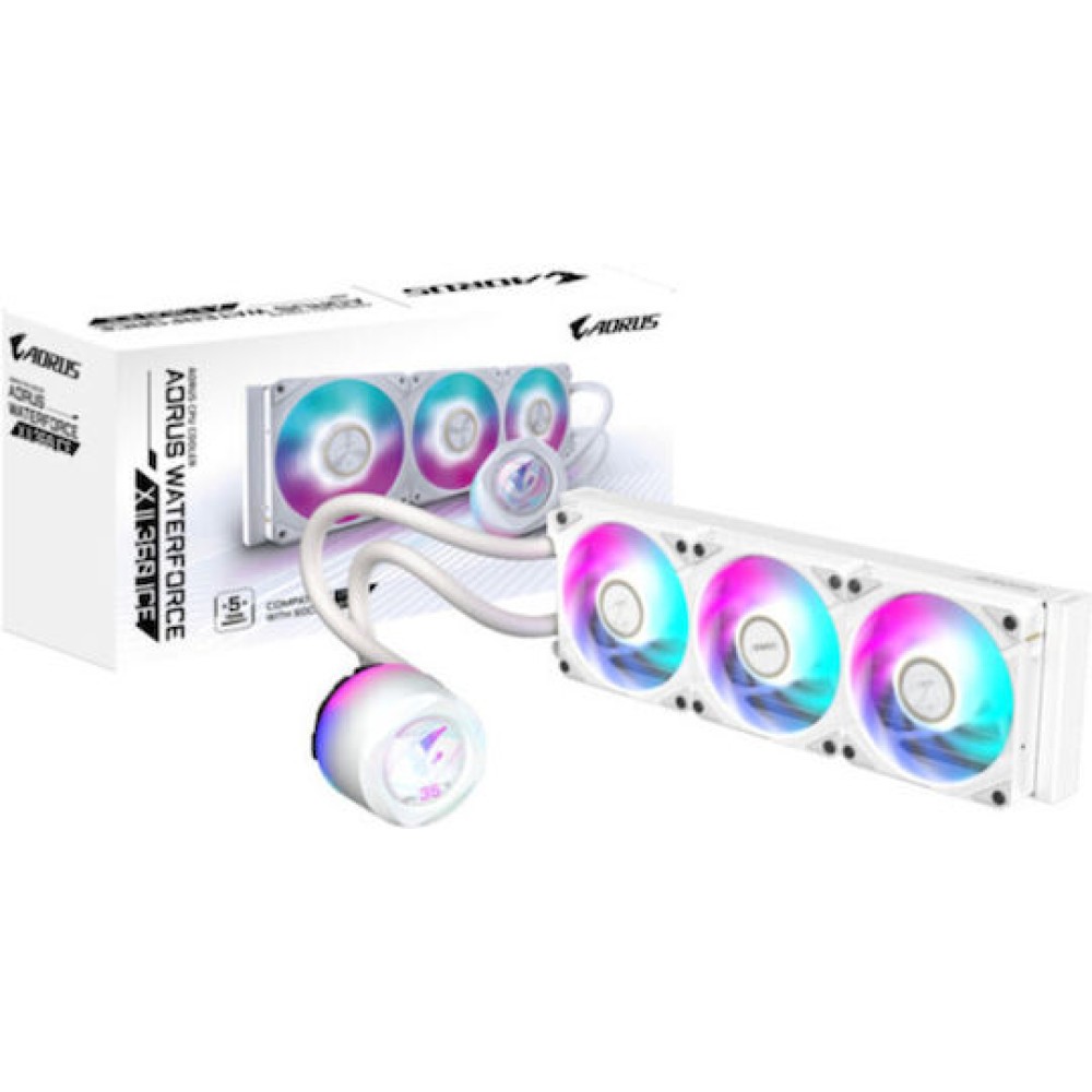 Gigabyte Aorus Waterforce X II 360 ICE Υδρόψυξη Επεξεργαστή Τριπλού Ανεμιστήρα 120mm για Socket AM4/AM5/1700/1200/115x με ARGB Φωτισμό Λευκή