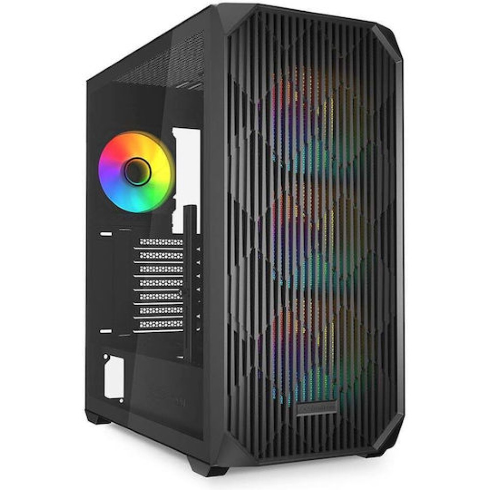 Sharkoon AK3 RGB Gaming Midi Tower Κουτί Υπολογιστή με Πλαϊνό Παράθυρο Μαύρο