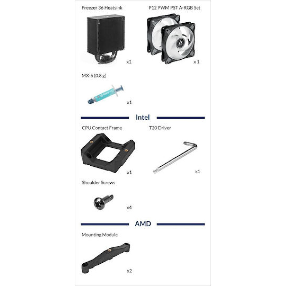 Arctic Freezer 36 A-RGB Ψύκτρα Επεξεργαστή Διπλού Ανεμιστήρα για Socket 1700/1851/AM4/AM5
