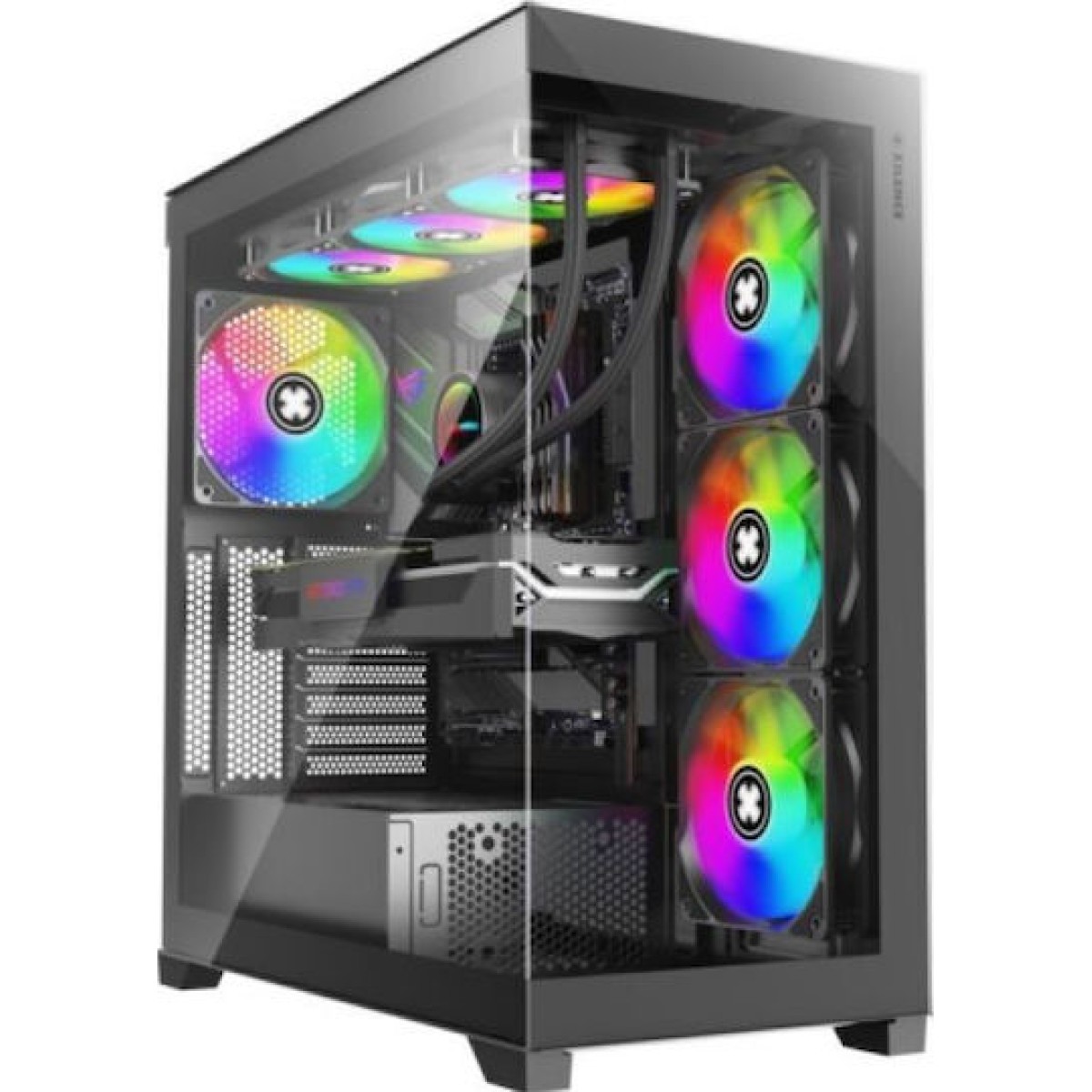 Xilence Xilent Gleam Gaming Midi Tower Κουτί Υπολογιστή με Πλαϊνό Παράθυρο και RGB Φωτισμό Μαύρο