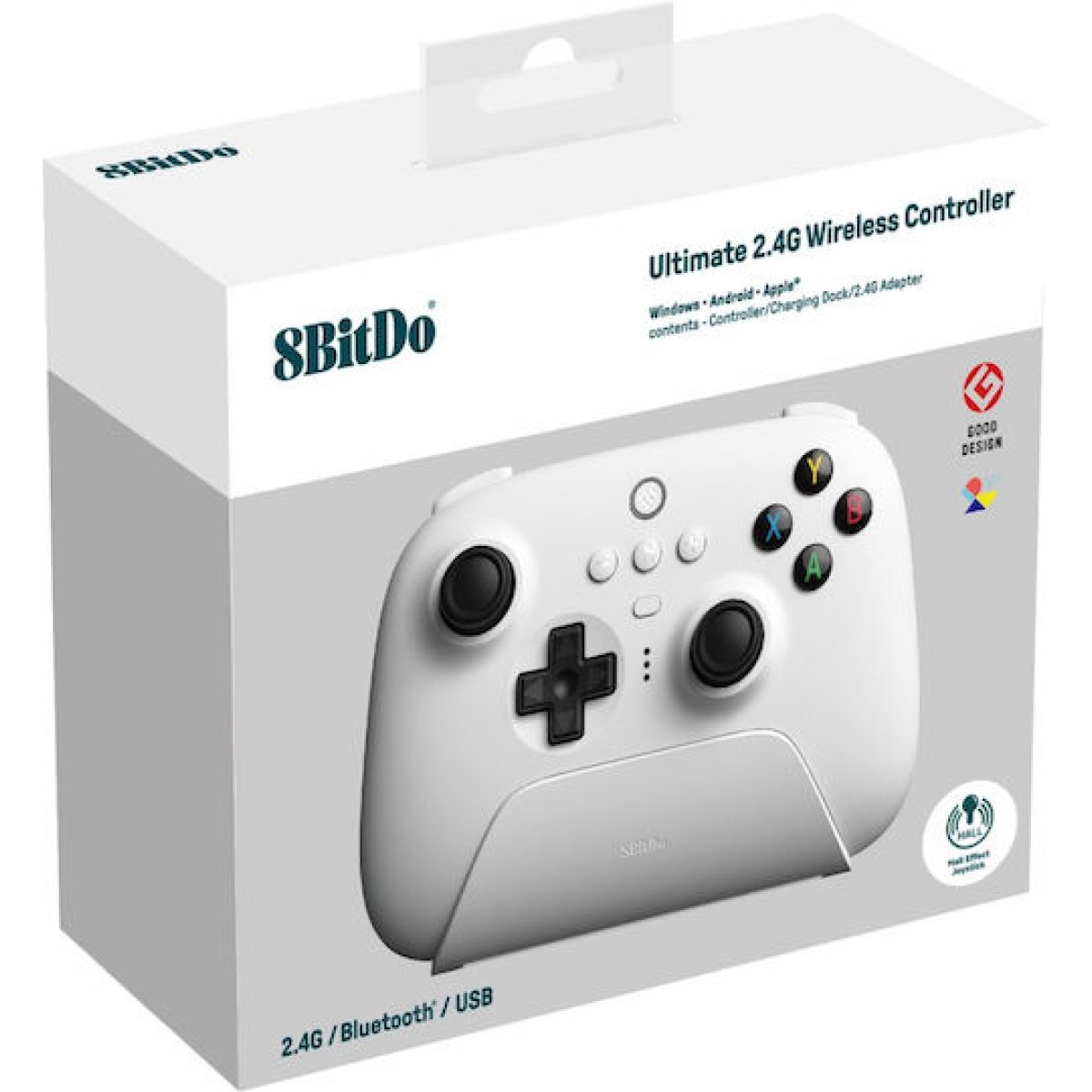 8Bitdo Ultimate 2.4G with Charging Dock Hall Edition Ασύρματο Gamepad για Android / PC Λευκό