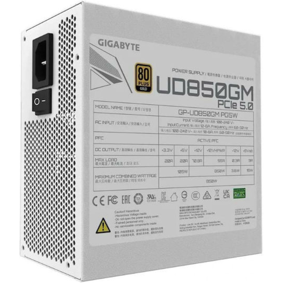 Gigabyte UD850GM PG5W 850W Λευκό Τροφοδοτικό Υπολογιστή Full Modular 80 Plus Gold