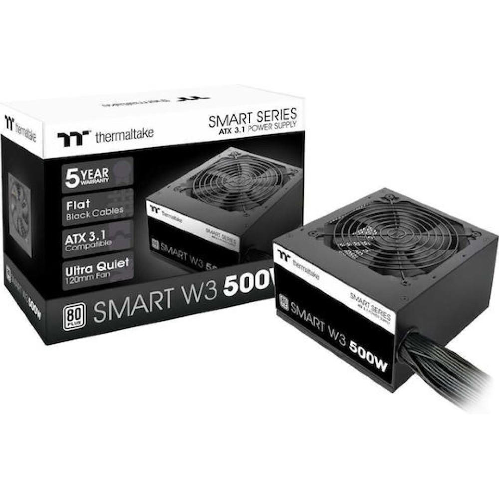 Thermaltake Smart W3 500W Μαύρο Τροφοδοτικό Υπολογιστή Full Wired 80 Plus Standard
