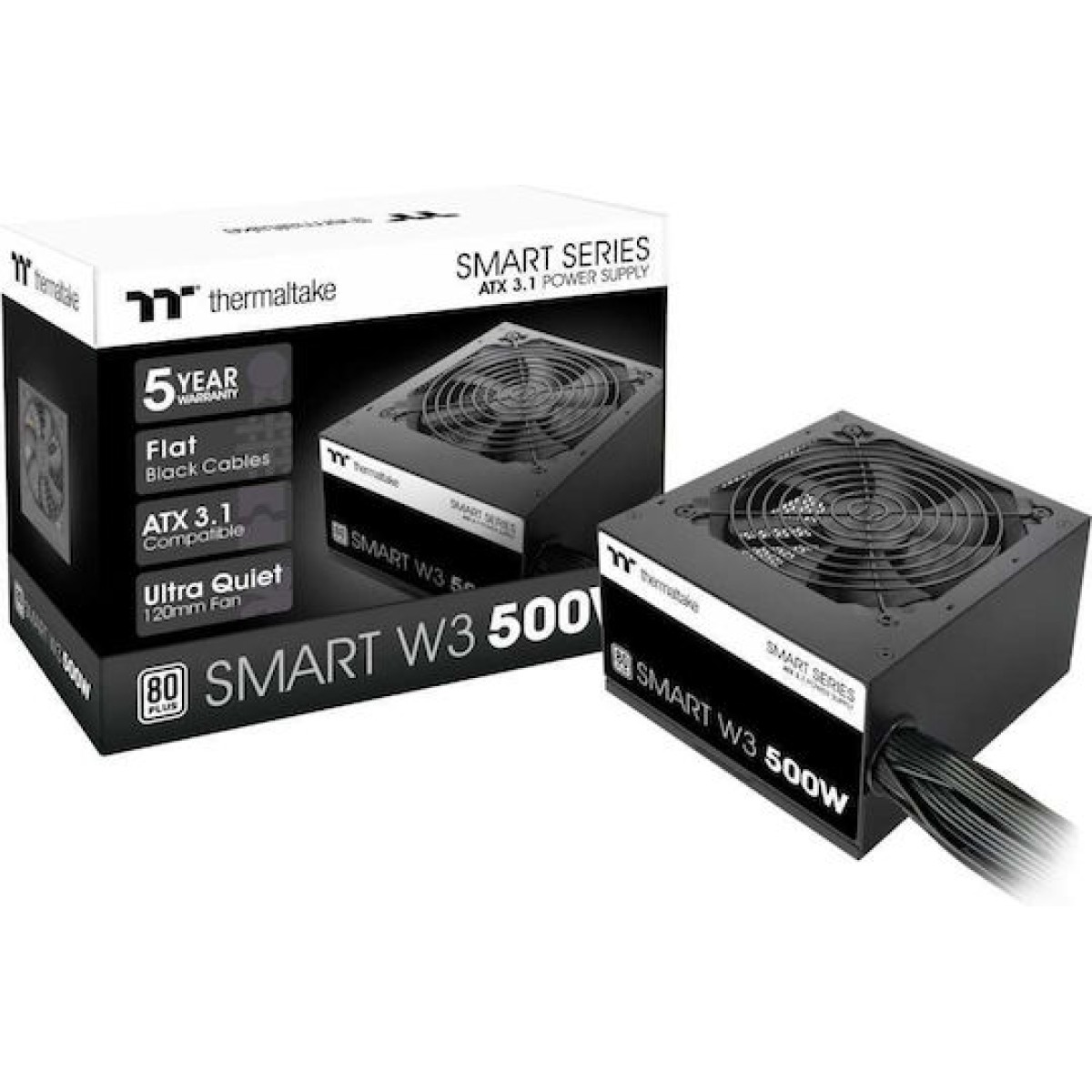 Thermaltake Smart W3 500W Μαύρο Τροφοδοτικό Υπολογιστή Full Wired 80 Plus Standard