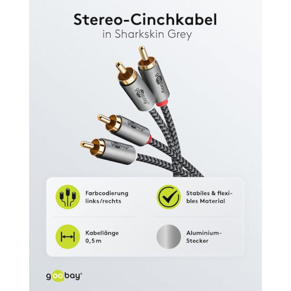 Wentronic Cable 2x RCA male - 2x RCA male 0.5m 65291