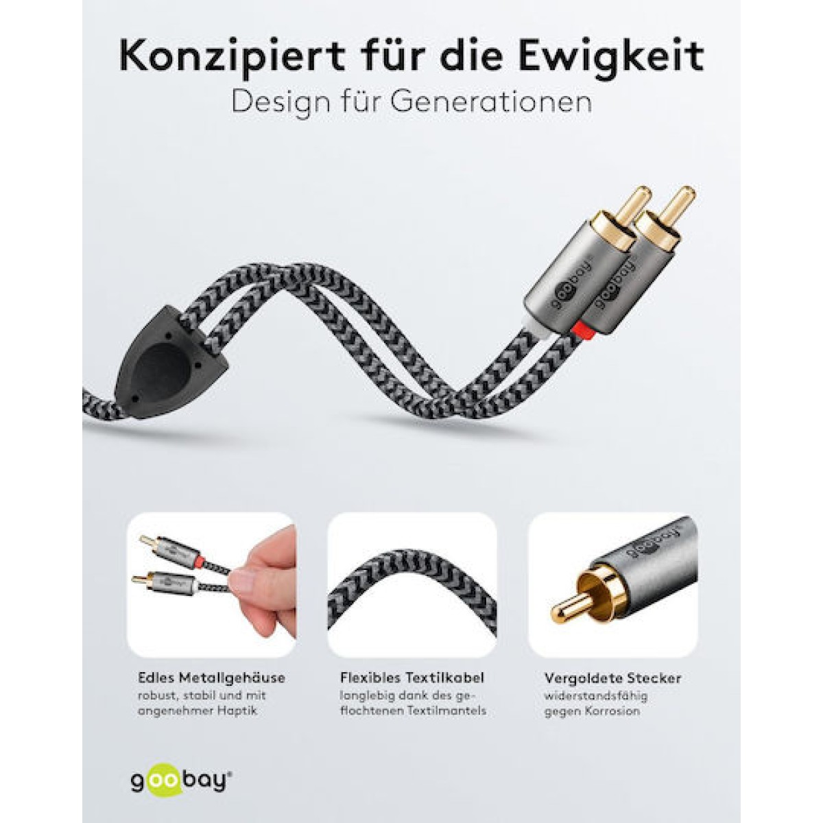 Wentronic Cable 2x RCA male - 2x RCA male 0.5m 65291