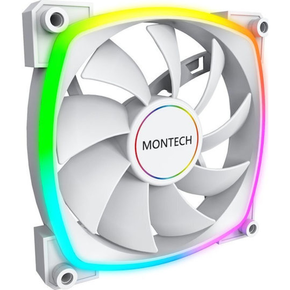Montech AX120 Case Fan με ARGB Φωτισμό και Σύνδεση 3-Pin / 4-Pin PWM Λευκό