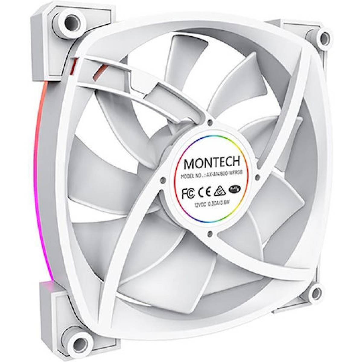 Montech AX140 Case Fan με ARGB Φωτισμό και Σύνδεση 4-Pin PWM Λευκό