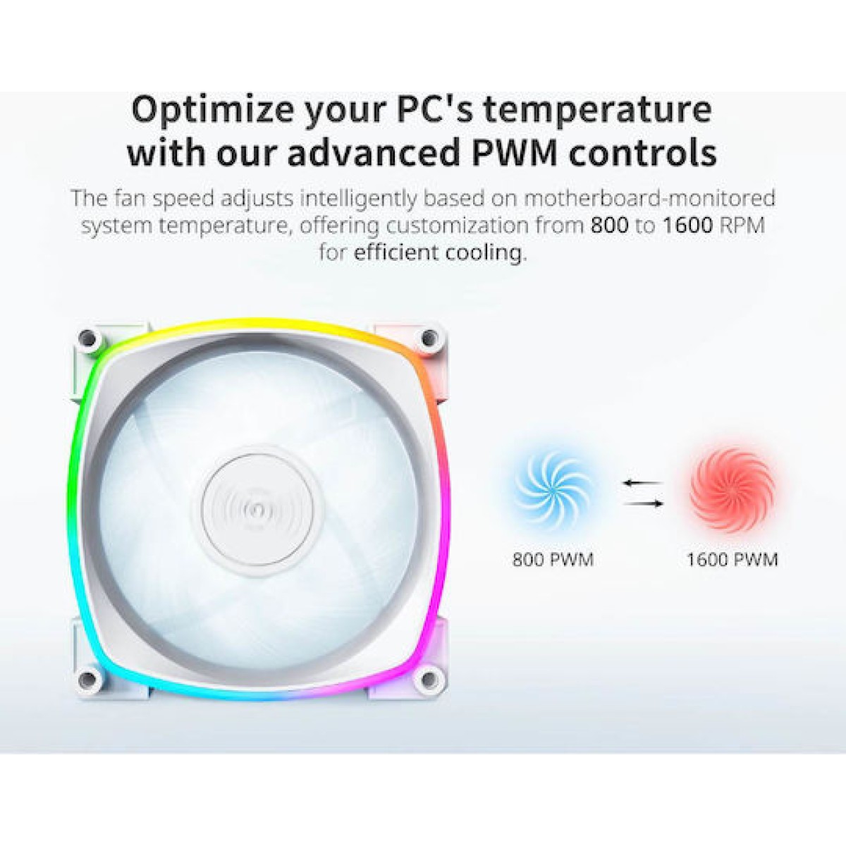 Montech RX120 Case Fan με ARGB Φωτισμό και Σύνδεση 4-Pin PWM Λευκό