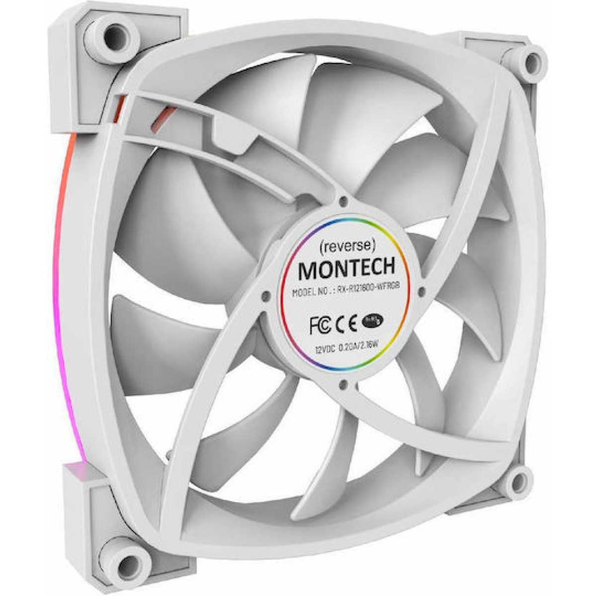Montech RX120 Case Fan με ARGB Φωτισμό και Σύνδεση 4-Pin PWM Λευκό