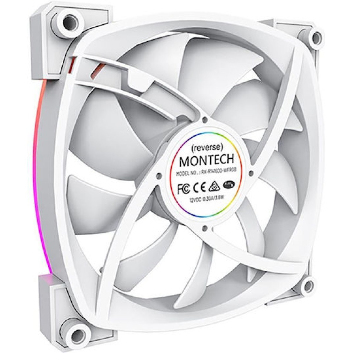 Montech RX140 Case Fan με ARGB Φωτισμό και Σύνδεση 4-Pin PWM Λευκό