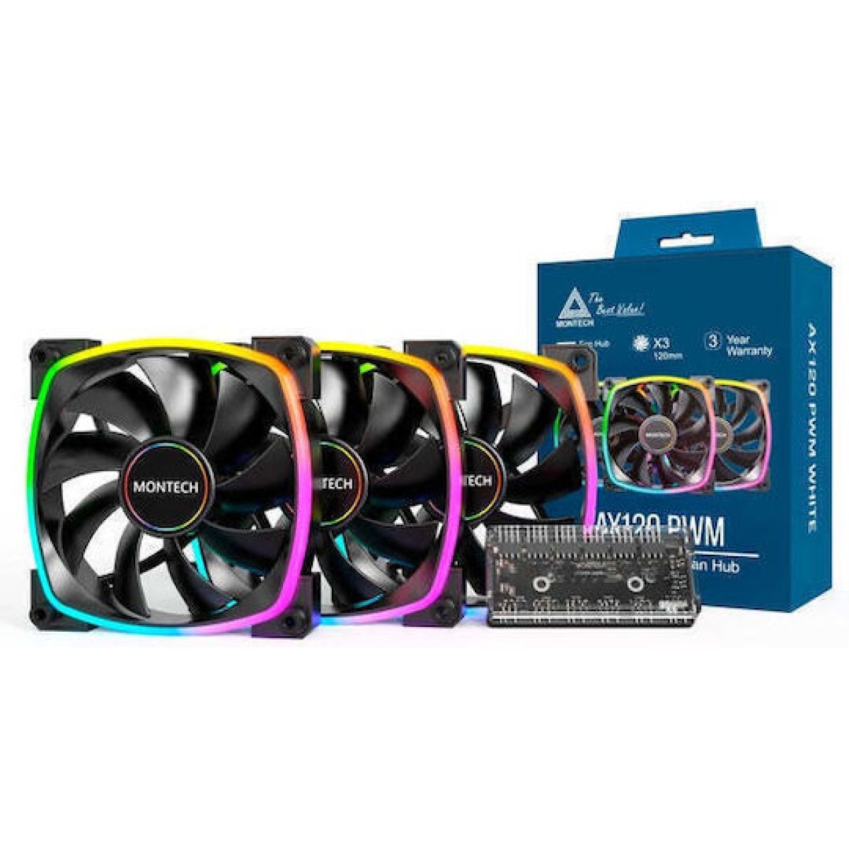 Montech Case Fan 120mm με ARGB Φωτισμό και Σύνδεση 4-Pin PWM 3τμχ