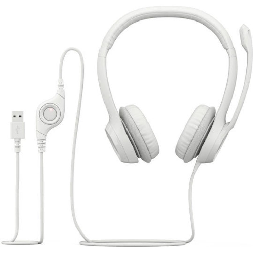 Logitech H390 On Ear Multimedia Ακουστικά με μικροφωνο και σύνδεση USB-A σε Λευκό χρώμα
