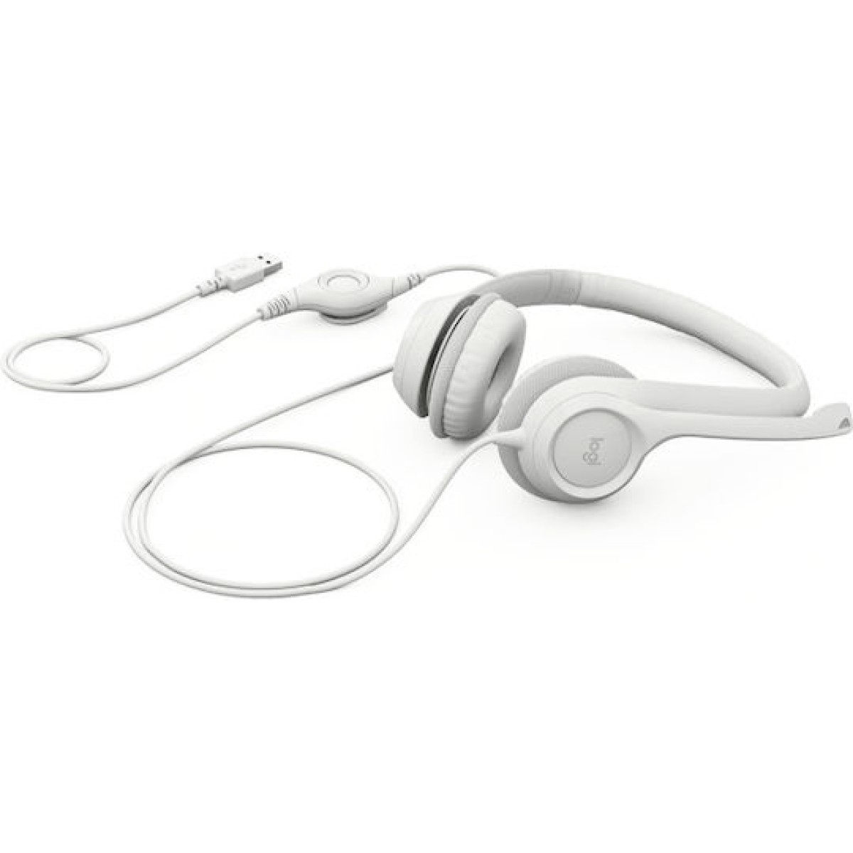 Logitech H390 On Ear Multimedia Ακουστικά με μικροφωνο και σύνδεση USB-A σε Λευκό χρώμα