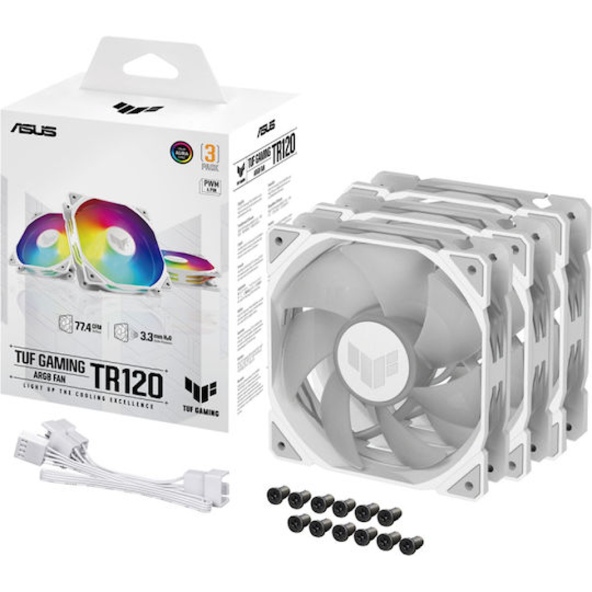 Asus TUF Gaming TR120 ARGB Case Fan με Σύνδεση 4-Pin PWM 3τμχ Λευκό